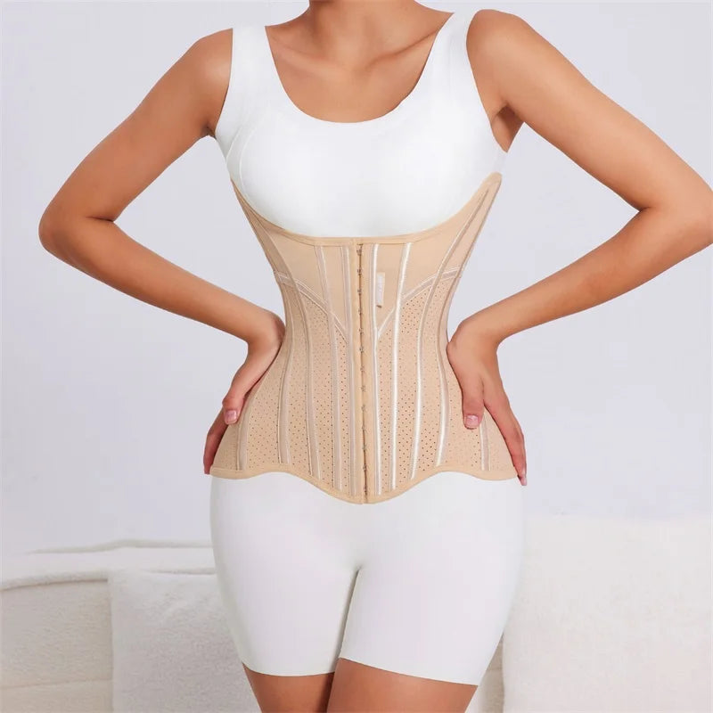MiiOW U-shaped Waist Trainer Corset Women Shapers Lifted Waist Trainer Steel Bone Slimming Summer Breathable Women's Shapewear