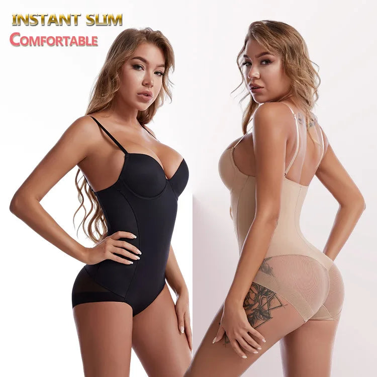 Underwire White Bodysuit Women Shapers Stretch Solid Color Silky Underwear Shapewear