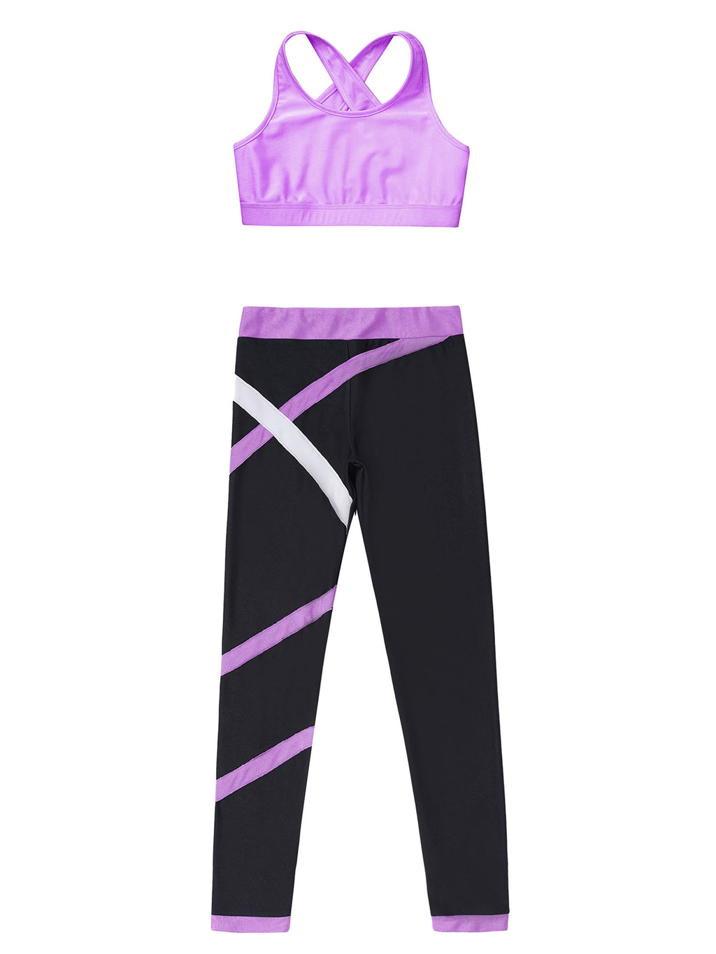 Sport Sets for Kids Girls Yoga Tracksuits Sleeveless U Neck Crop Top with Leggings Pants Set for Fitness Gym Workout Sportswear