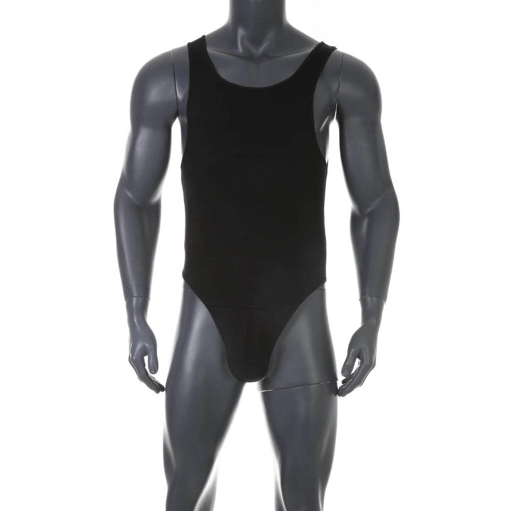 Men Shapewear Bodysuit Tummy Control Sexy Leotard Jock Strap Slimming Sleeveless Open Buttocks One-Piece Undershirt Shaper