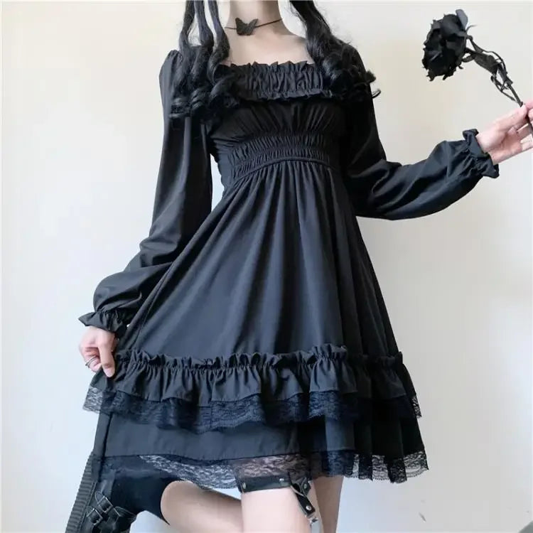 Black Dresses Women Fashion All-match Designed Harajuku Streetwear Aesthetic Clothing Hepburn Vestidos De Mujer Daily Ins Chic