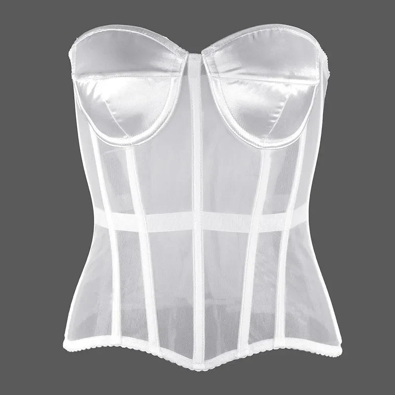 Sexy Thin Body Shaper Underwear Corset Waist Trainer Lingerie Lace Corsets Perspective Mesh Shapewear Women Fashion Clothes Faja