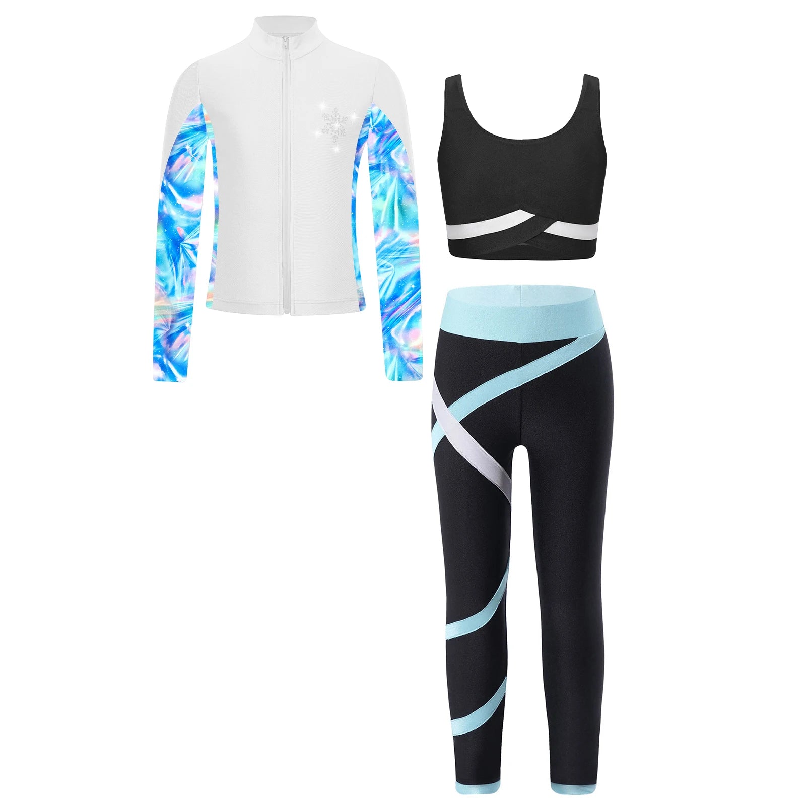Children's Sport Suits Kids Sports Set For Girls Gym Athletic Outfits Vest with Legging Long Sleeve Zipper Sweatshirt Sportswear