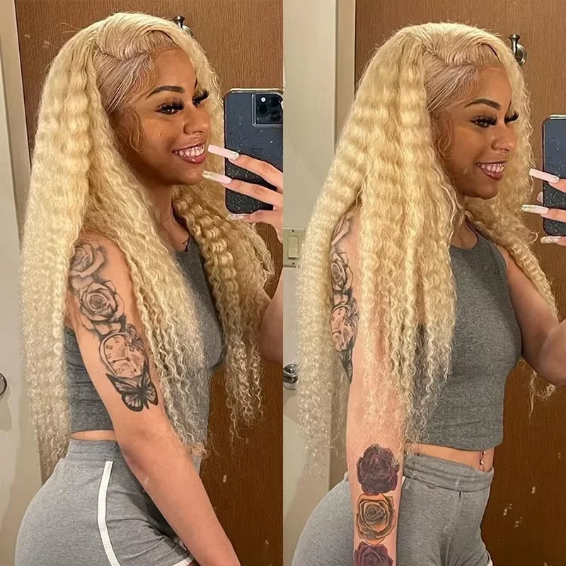 Curly Blonde Brazilian Human Hairs