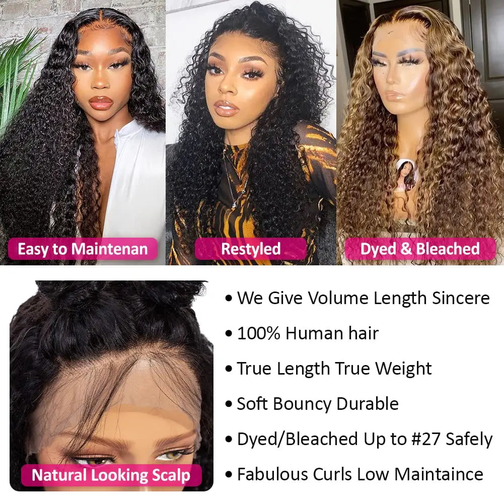 Kinky Curly Glueless Wigs for Women Human Hair Wear and Go Glueless Wig Human Hair 4X4 Lace Front Wig Curly Wig Human Hair