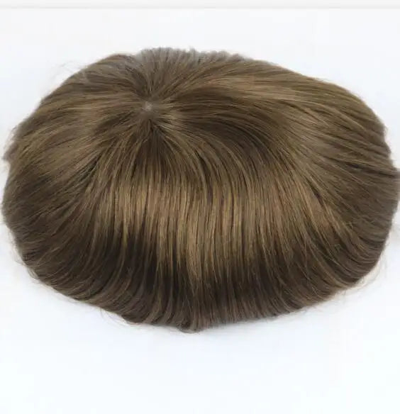 Men's Wigs Human Hair Super Durable Mono 20MM Curly Toupee Men Capillary Prosthesis Hair Unit Replacement System Pieces For Male