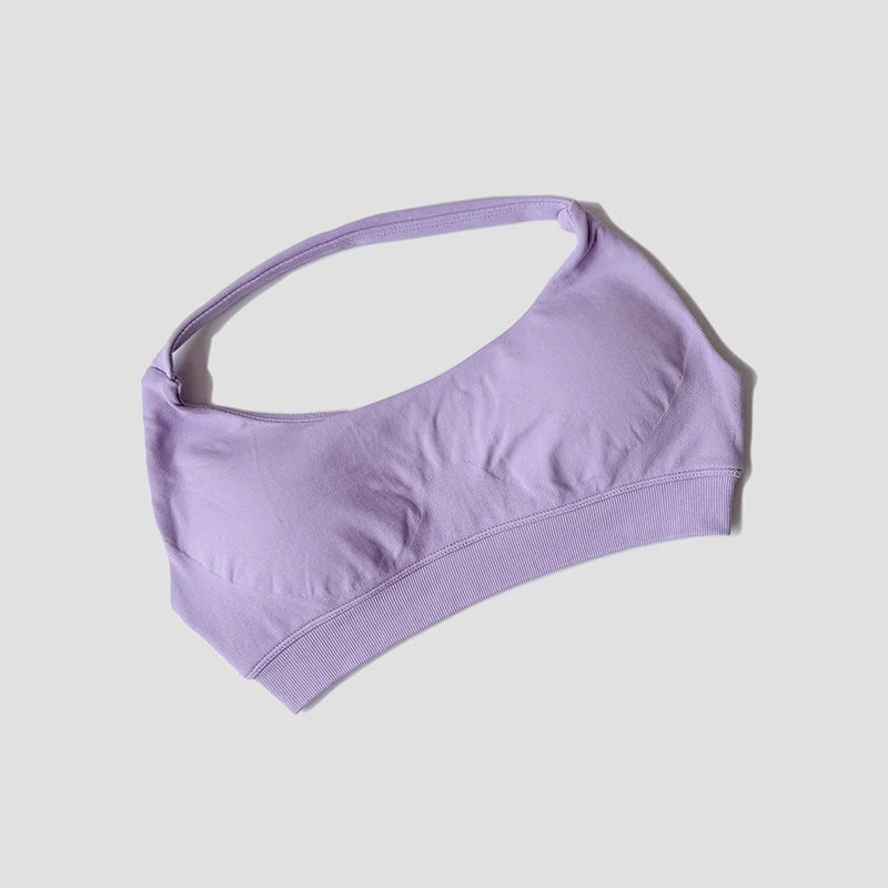 Sports Bra Women Shockproof Seamless Halter Top High Support Push-up Open Back Gym Wear Fitness Workout Underwear