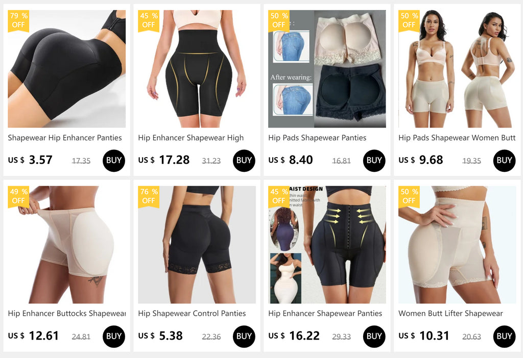 Shapewear Hip Enhancer Panties Women Mid Waist Butt Pad Underwear 1.8cm Padded Body Shaper Butt Lifter Panites
