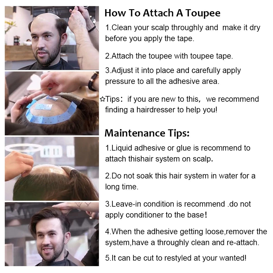 Water Curly Human Hair Wig for Men Thin Skin Male Toupee Human Hair Full PU 0.14cm Man's Wigs Capillary With Knots Natural Color