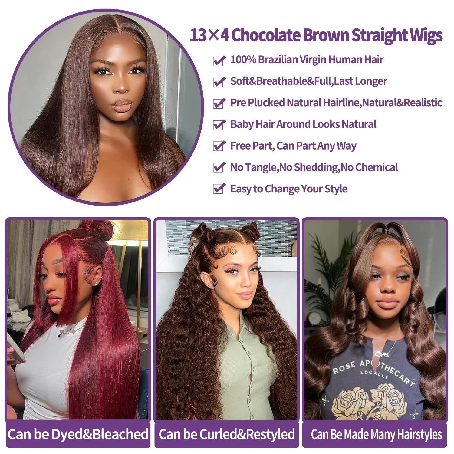 Chocolate Brown Brazilian Human Hairs
