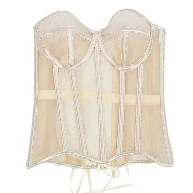 Sexy Thin Body Shaper Underwear Corset Waist Trainer Lingerie Lace Corsets Perspective Mesh Shapewear Women Fashion Clothes Faja
