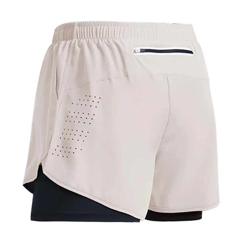 2025 Sport Shorts Men Sportswear Double-deck Training Short Pant Summer 2 In 1 Beach Homme Clothing Jogging Gym Running Shorts