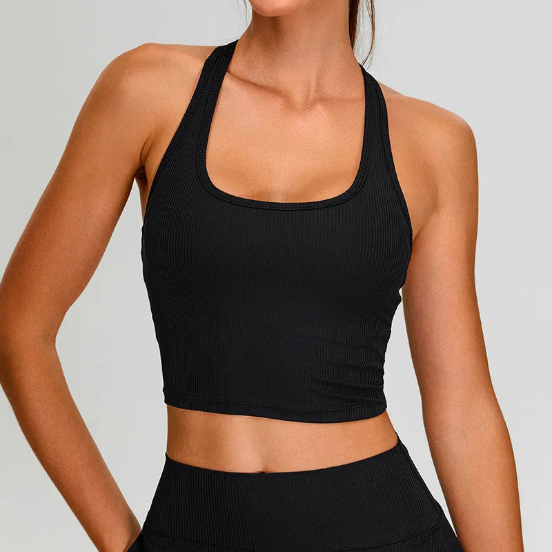 Sports Bra Top Push Up Fitness Underwear Women Yoga Bra Ribbed Sport Tops Women Breathable Running Vest High Strength Gym Wear