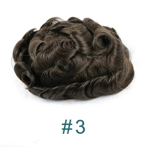 Super Natural Men's Toupee Durable Human Hair Wigs 1b80 Gray Black White Blonde Microskin Thin PU Affordable Capillary Prosthsi