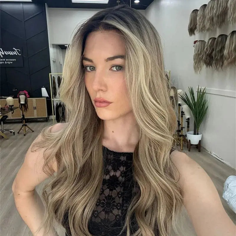 13x4 Honey Blonde Brown Synthetic HD Lace Front Wig Balayage Ready to Wear Women Wigs High Quality Wig Daily Cosplay Party Wear