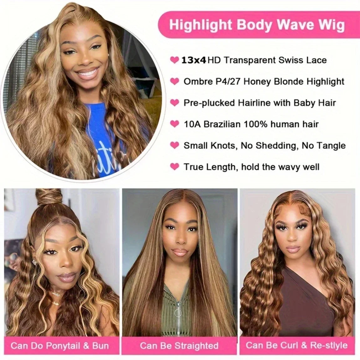Highlight Body Wave Brazilian Human Hairs