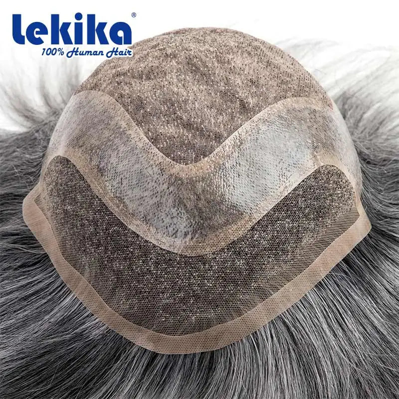 Men Wig Gray Hair Natural Haline Lace Front with Mono Top 6" Men's Capillary Prothesis Durable Toupee Men Wigs For Man