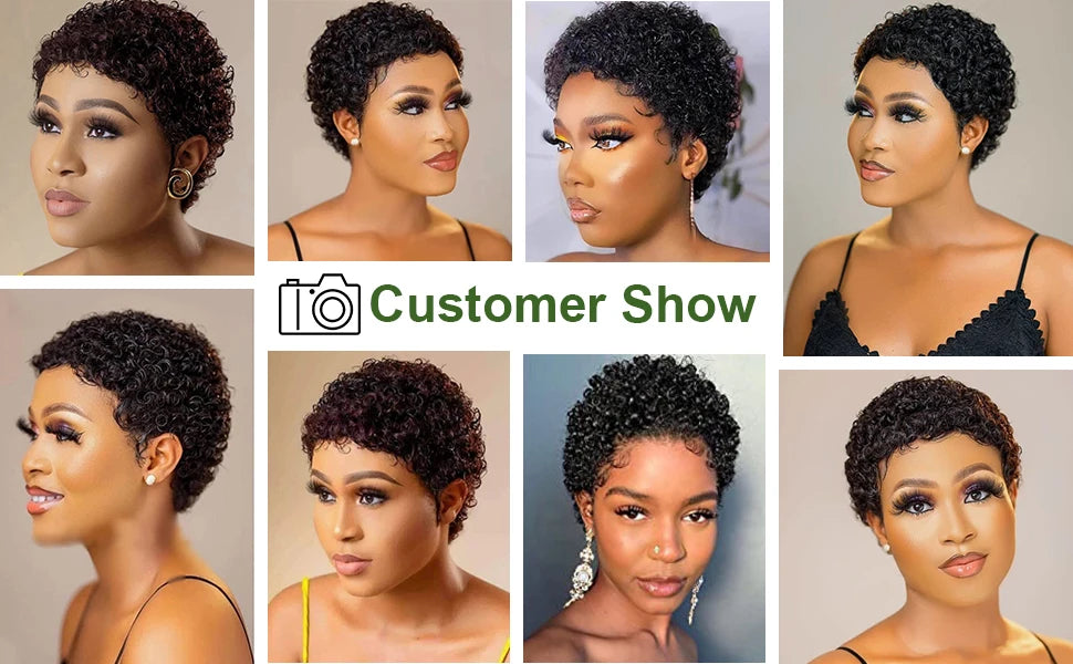 99J Short Curly Human Hair Wigs For Women Full Machine Made Kinky Curly Wigs Human Hair Choice Cheap Wigs On Clearance Sale