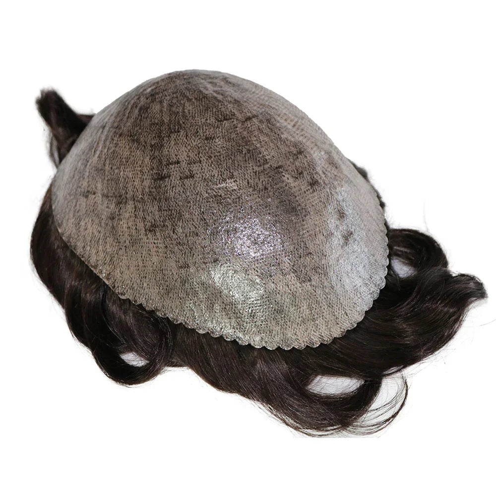 Super Natural Men's Toupee Durable Human Hair Wigs 1b80 Gray Black White Blonde Microskin Thin PU Affordable Capillary Prosthsi