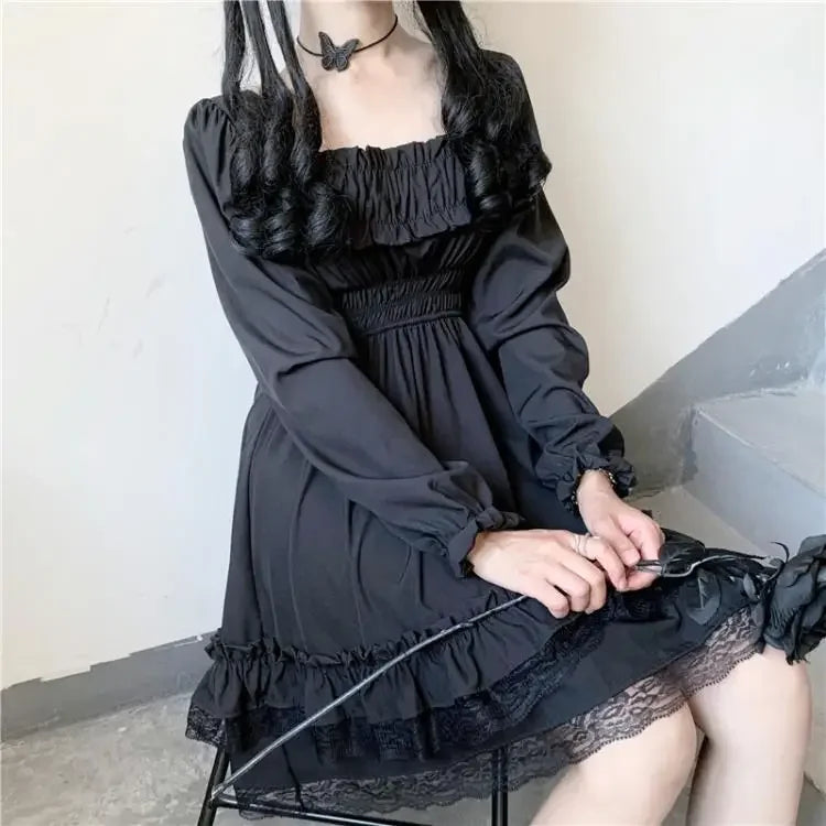 Black Dresses Women Fashion All-match Designed Harajuku Streetwear Aesthetic Clothing Hepburn Vestidos De Mujer Daily Ins Chic