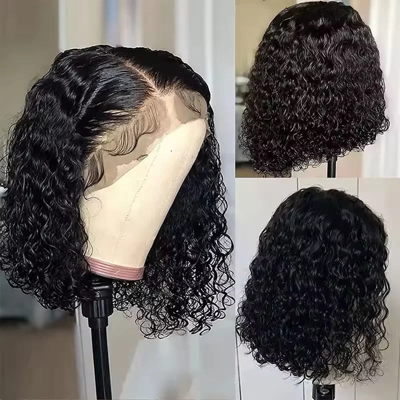 Short Curly Bob Wigs Human Hair 100% Water Wave Bob Wig Pre Plucked 13x4 Frontal Lace Front Human Hair Wigs For Women On Sale