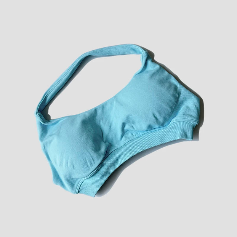 Sports Bra Women Shockproof Seamless Halter Top High Support Push-up Open Back Gym Wear Fitness Workout Underwear