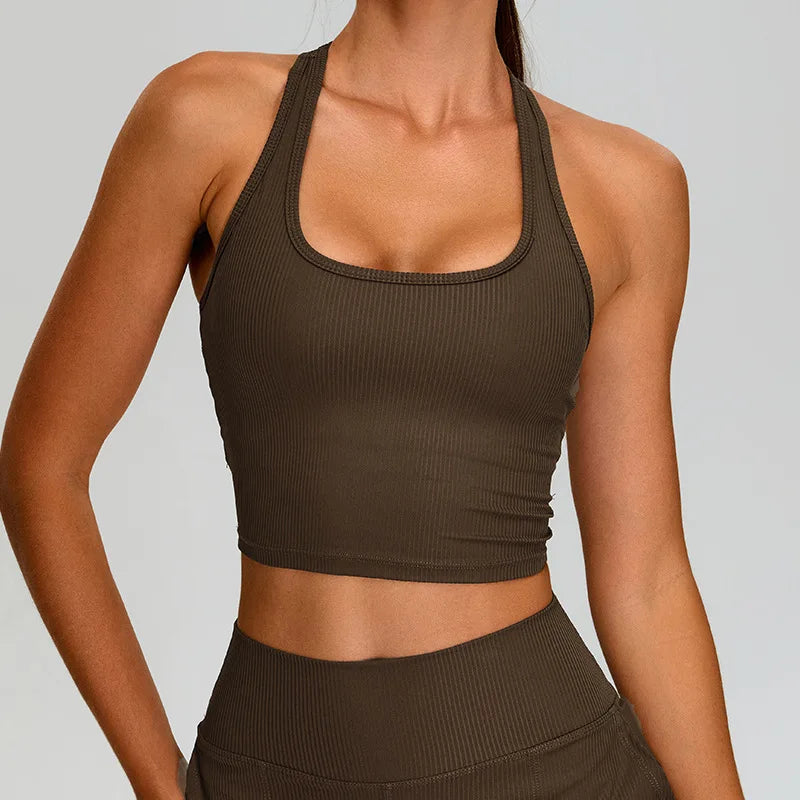 Sports Bra Top Push Up Fitness Underwear Women Yoga Bra Ribbed Sport Tops Women Breathable Running Vest High Strength Gym Wear