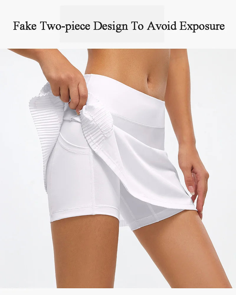 Women Sports Tennis Skirts Fitness Running Shorts High Waist Athletic Skirt With Pockets Pleated Sport Skort Golf Sportswear