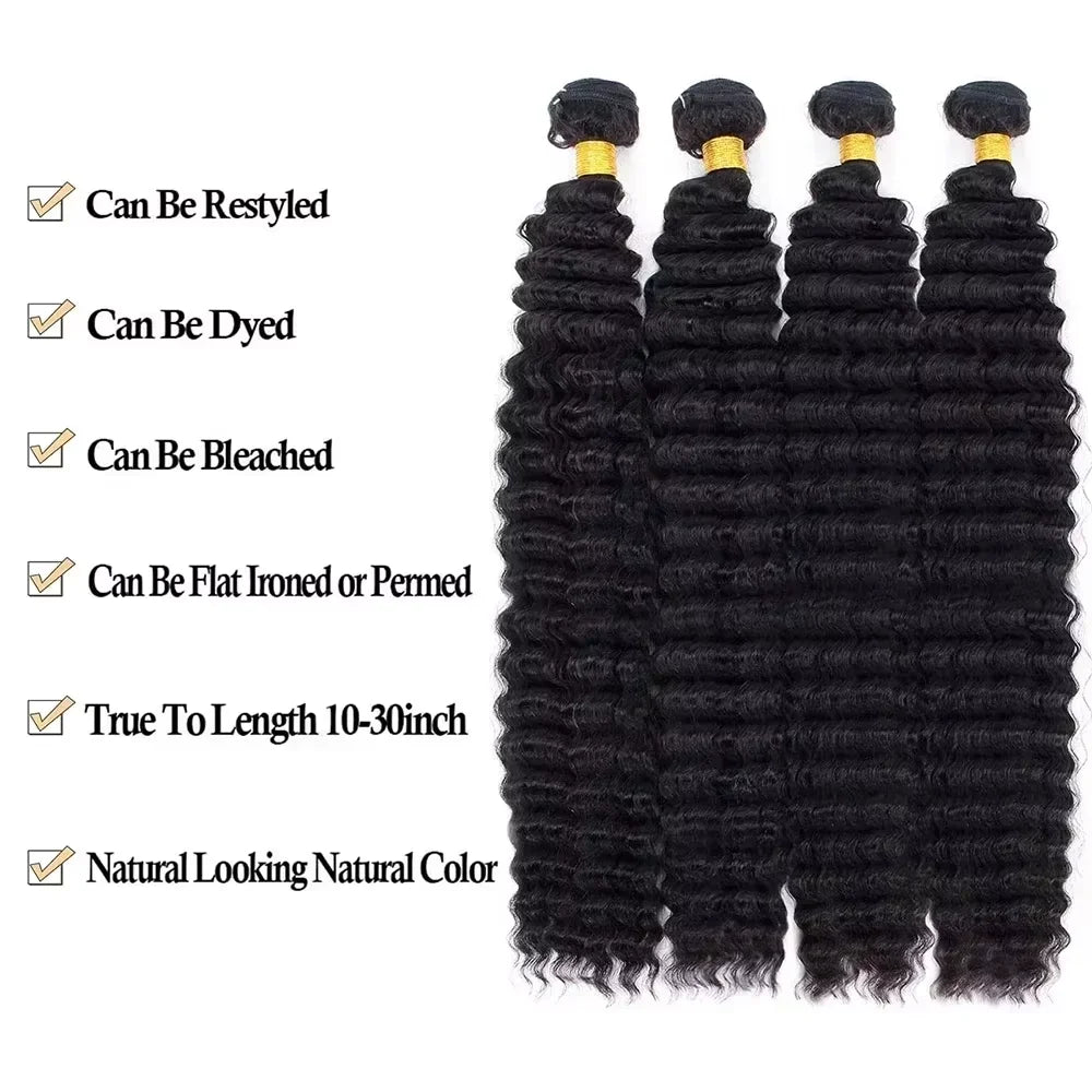 Deep Wave Curly Brazilian Human Hairs  Extensions
