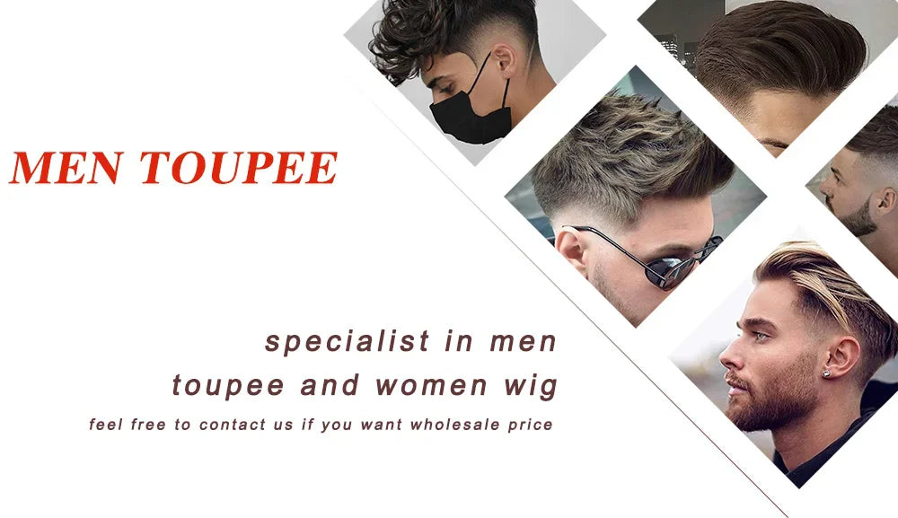 Super Natural Men's Toupee Durable Human Hair Wigs 1b80 Gray Black White Blonde Microskin Thin PU Affordable Capillary Prosthsi
