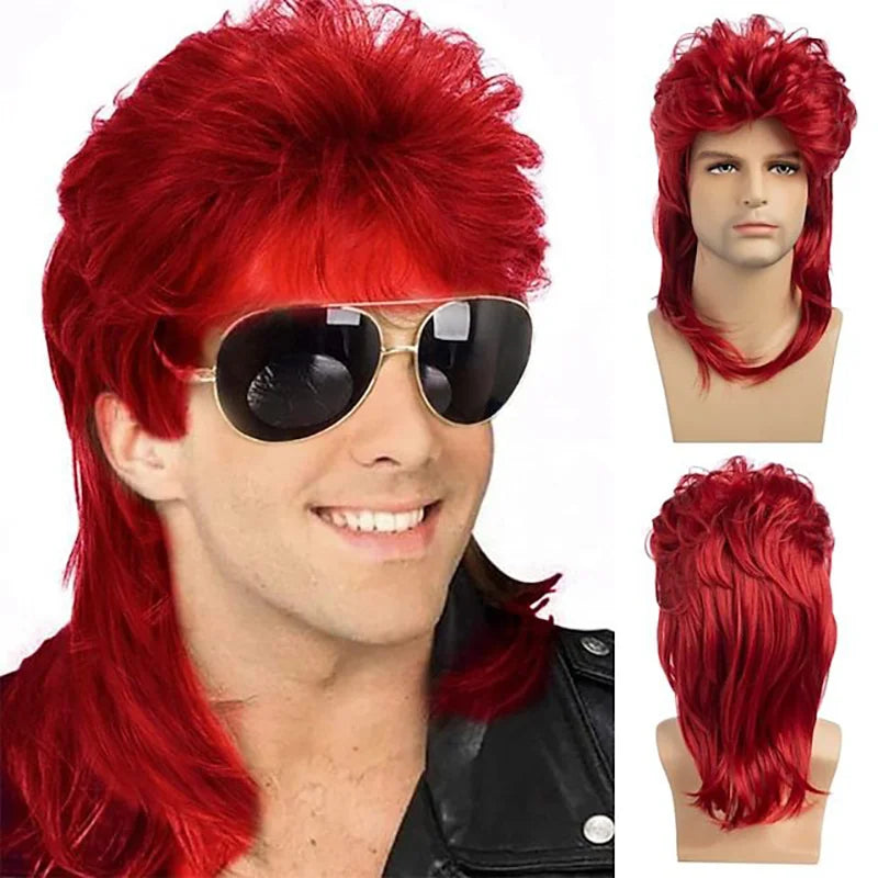 8 Styles Mullet Wigs for Men 70s 80s Costumes Fancy Party Accessory Cosplay Hallowmas Performance Synthetic Wig