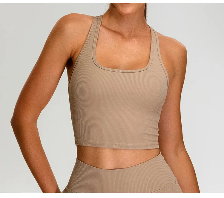 Sports Bra Top Push Up Fitness Underwear Women Yoga Bra Ribbed Sport Tops Women Breathable Running Vest High Strength Gym Wear