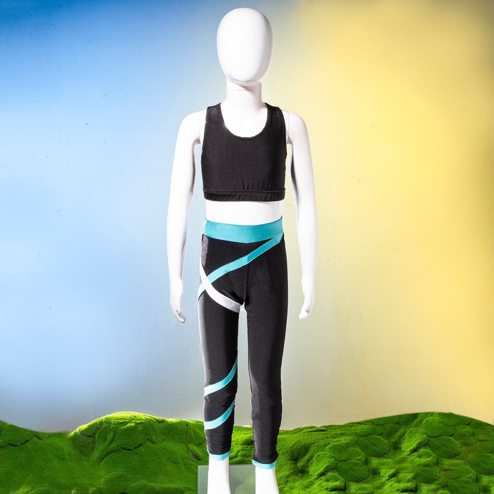 Sport Sets for Kids Girls Yoga Tracksuits Sleeveless U Neck Crop Top with Leggings Pants Set for Fitness Gym Workout Sportswear