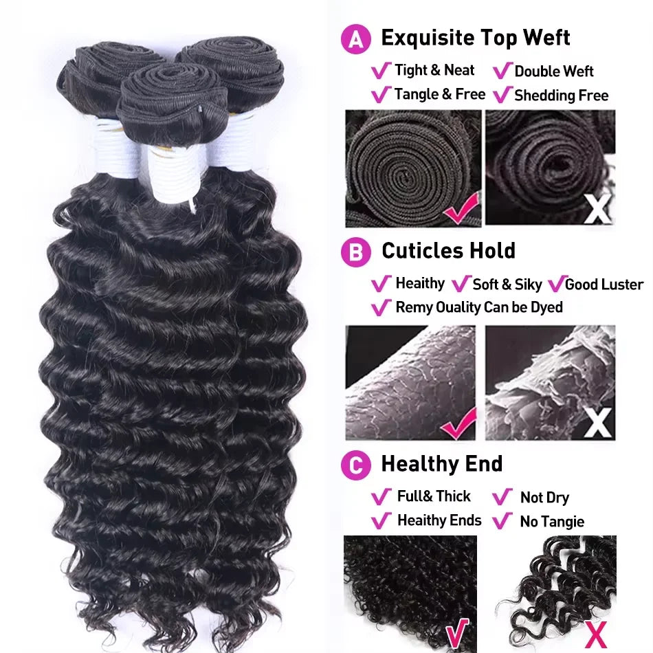Deep Wave Curly Brazilian Human Hairs  Extensions