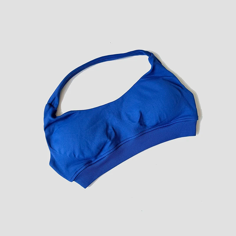 Sports Bra Women Shockproof Seamless Halter Top High Support Push-up Open Back Gym Wear Fitness Workout Underwear
