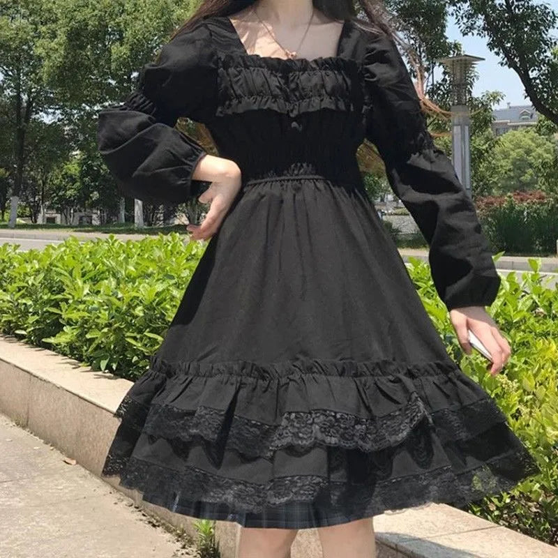 Black Dresses Women Fashion All-match Designed Harajuku Streetwear Aesthetic Clothing Hepburn Vestidos De Mujer Daily Ins Chic