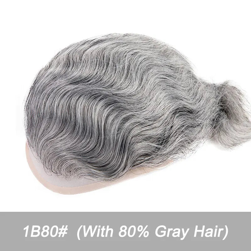 Men Wig Gray Hair Natural Haline Lace Front with Mono Top 6" Men's Capillary Prothesis Durable Toupee Men Wigs For Man