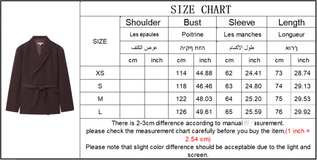 Fashion 2025 Autumn Women Blazer Coats With Belt Elegant Notched Double Breasted Causal Jackets Chic Loose Solid OL Outwear
