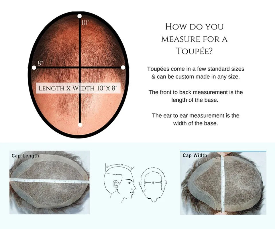 Men's Wigs Human Hair Super Durable Mono 20MM Curly Toupee Men Capillary Prosthesis Hair Unit Replacement System Pieces For Male