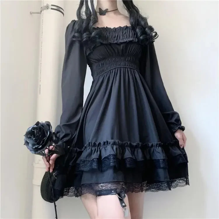 Black Dresses Women Fashion All-match Designed Harajuku Streetwear Aesthetic Clothing Hepburn Vestidos De Mujer Daily Ins Chic