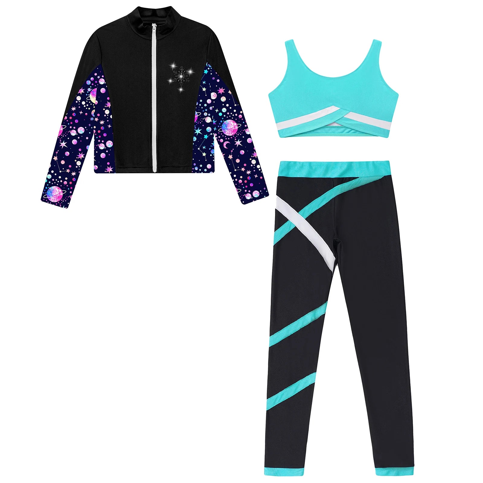 Children's Sport Suits Kids Sports Set For Girls Gym Athletic Outfits Vest with Legging Long Sleeve Zipper Sweatshirt Sportswear