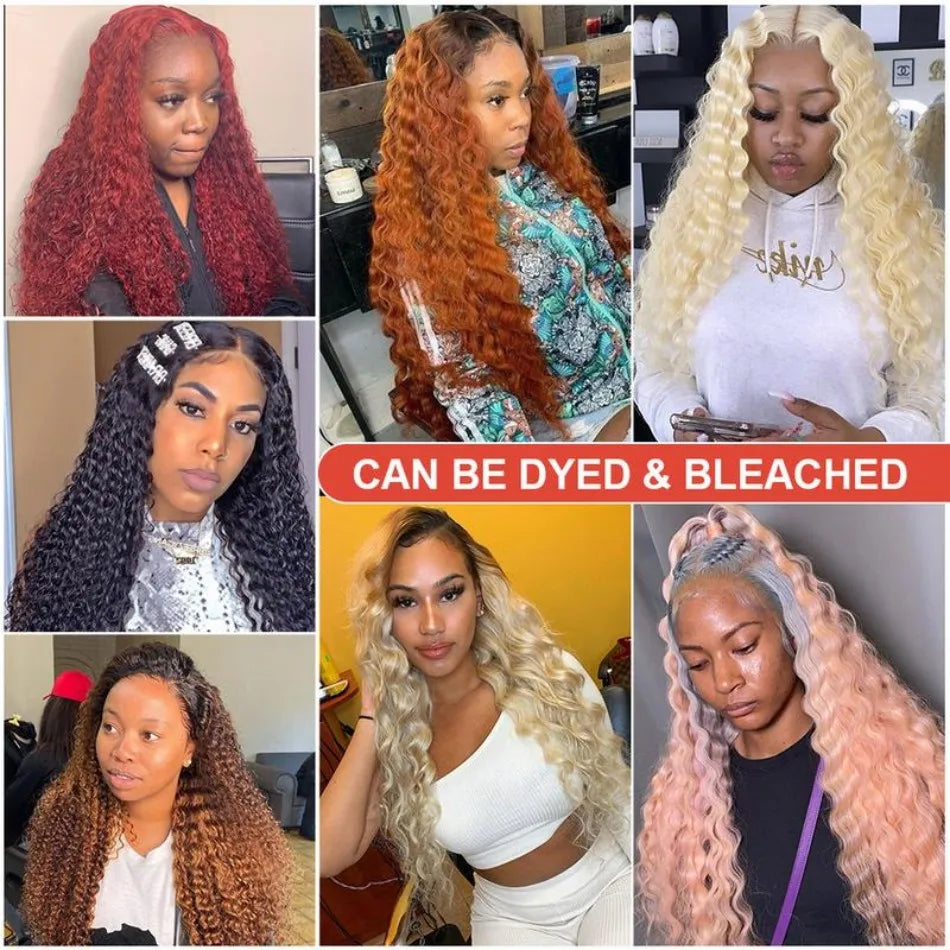 Deep Wave Human Hair Wigs 13X6 Hd Lace Frontal Wig Water Wave Lace Front Wigs Curly Brazilian Wigs 200 Density 40 Inch For Women