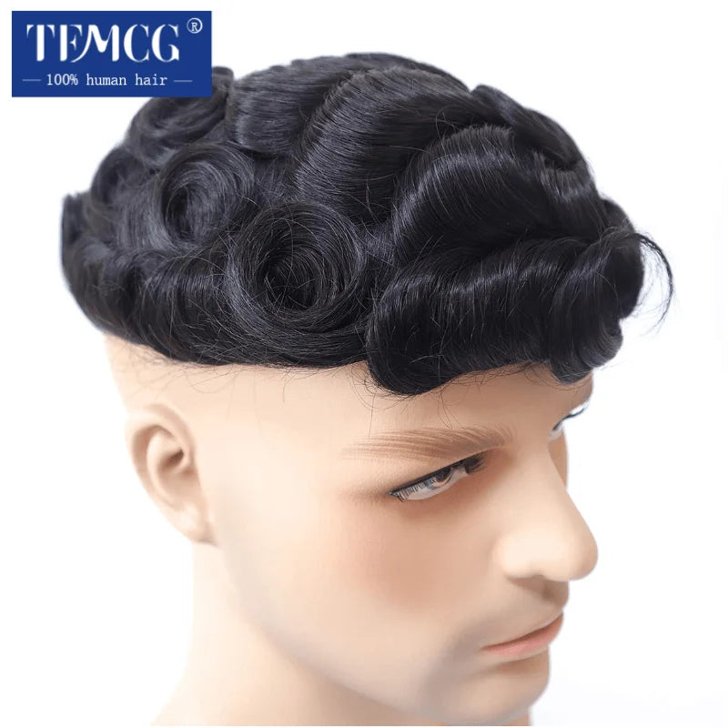 Men Wig Natural Human Hair Toupee Mono Male Wig  Durable Male Hair Prosthesis Toupee Men 6" Hair Replacement System For Men