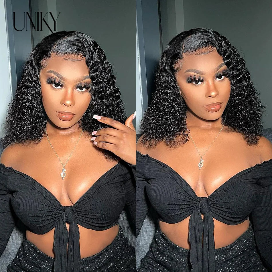 Kinky Curly Human Hair Bob Wig Water Lace Front original Human Hair Wigs For Women PrePlucked Brazilian 13x4 Lace Frontal Wig