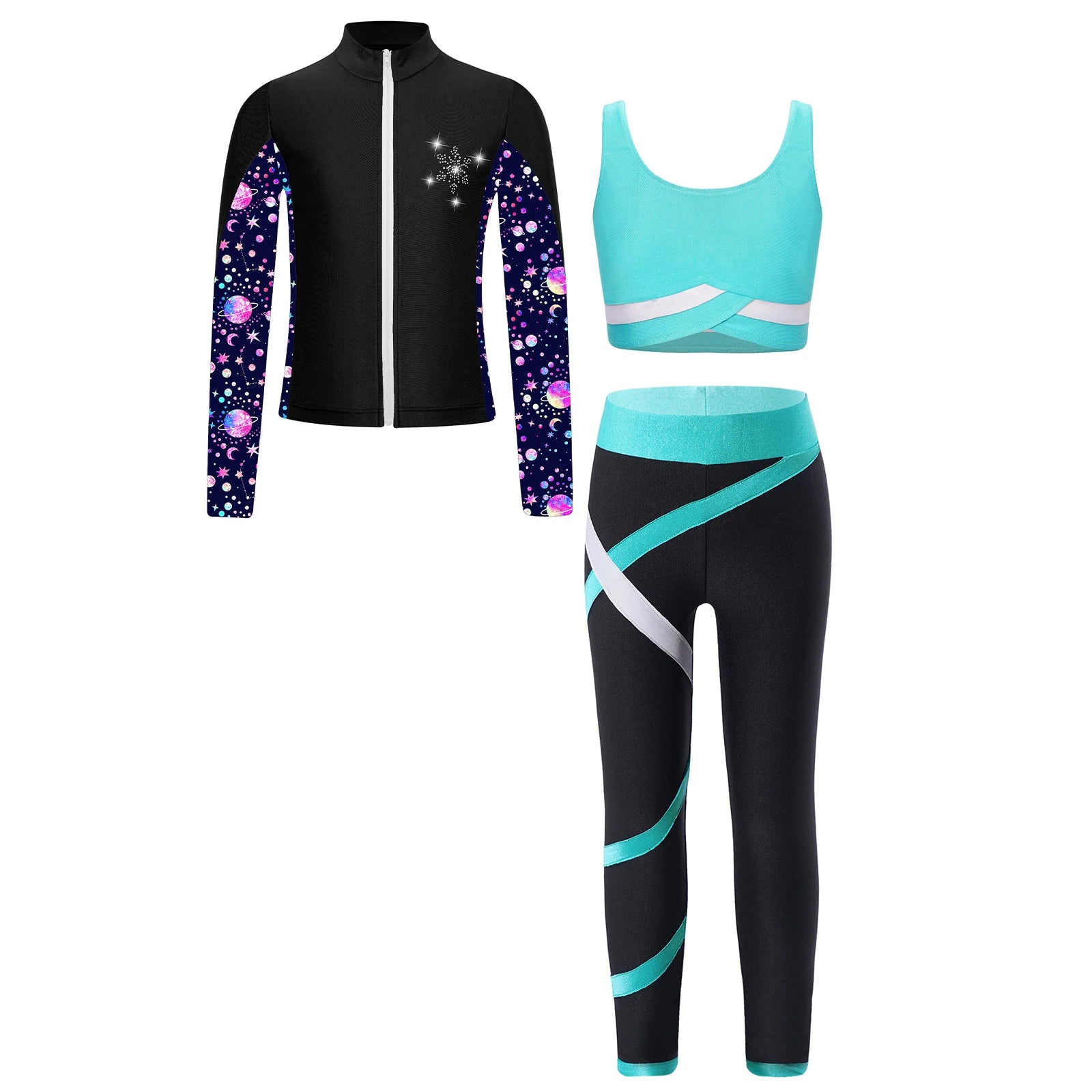 Children's Sport Suits Kids Sports Set For Girls Gym Athletic Outfits Vest with Legging Long Sleeve Zipper Sweatshirt Sportswear
