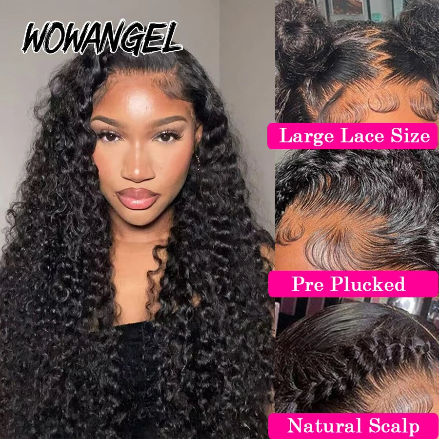 Burmese Curly 13X6 HD Lace Frontal Wigs 250% Real HD Lace Front Human Hair Wigs Deep Side Parting Brazilian Curly Wigs For Women