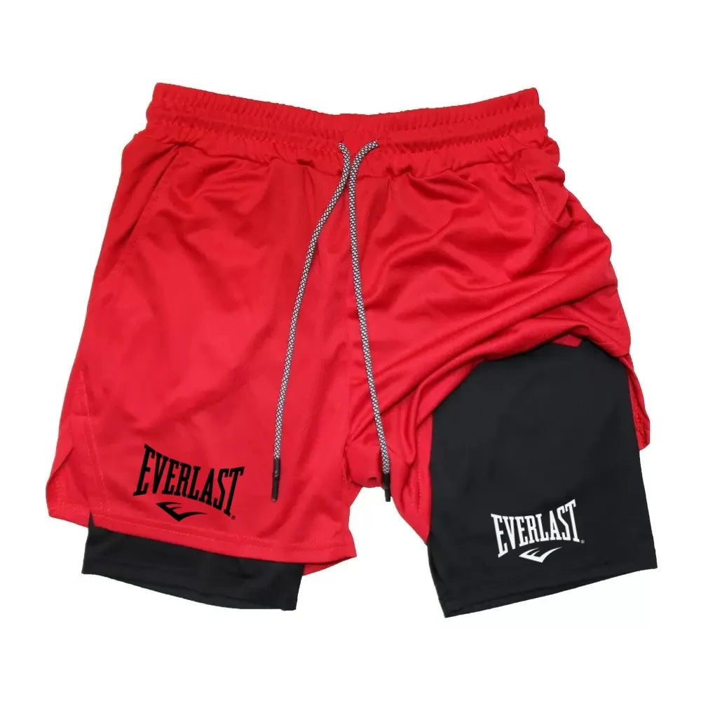Men Sport Shorts Sportswear Double-deck Running Shorts 2 In 1 Beach Bottoms Summer Gym Fitness Training Jogging Short Pants Men