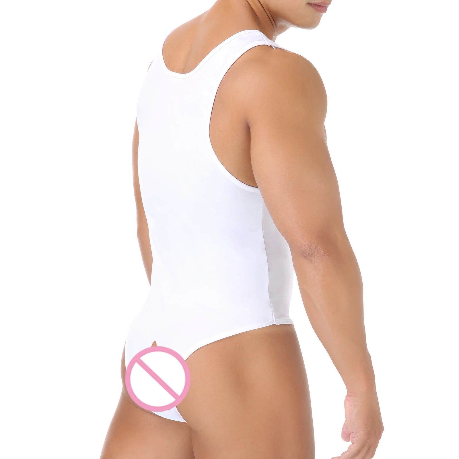 Men Shapewear Bodysuit Tummy Control Sexy Leotard Jock Strap Slimming Sleeveless Open Buttocks One-Piece Undershirt Shaper