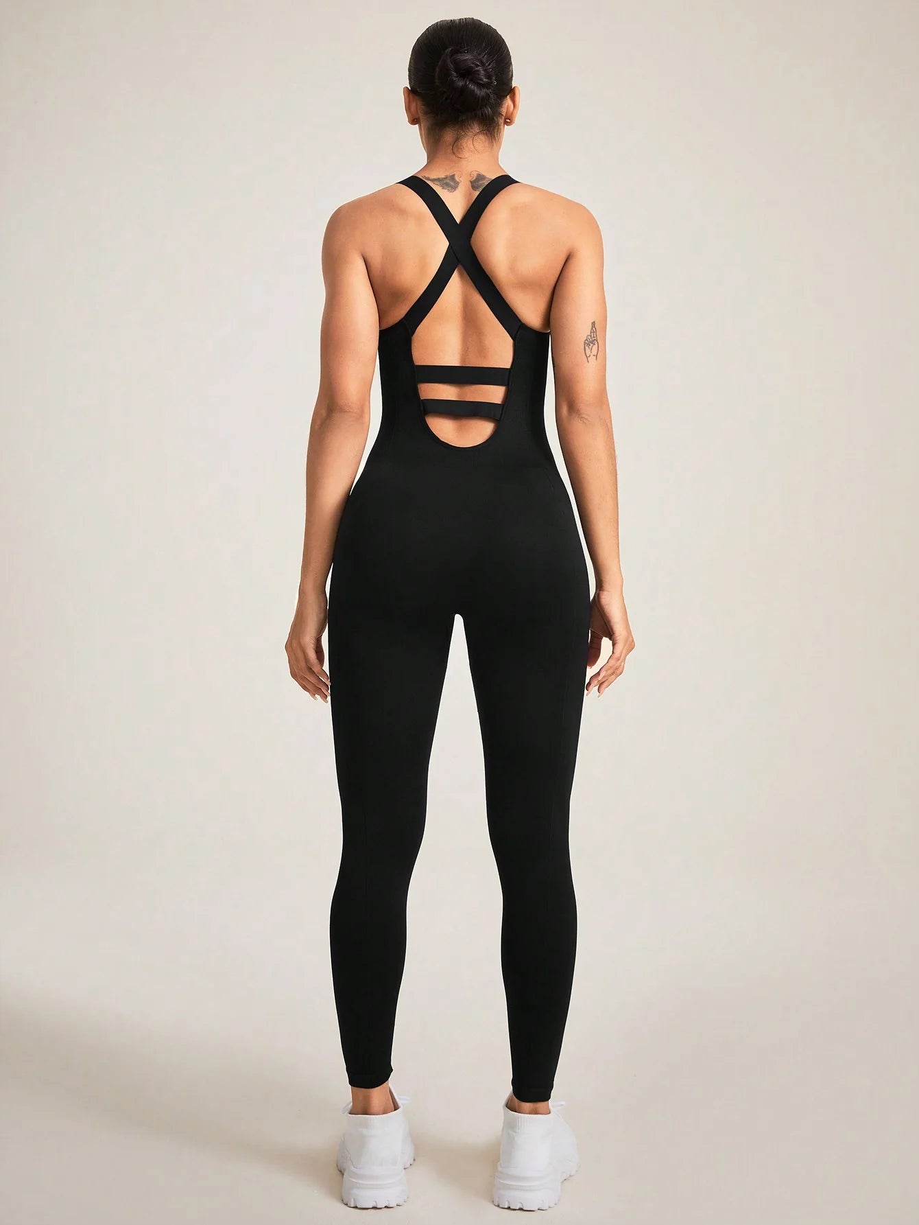Women's Seamless Shapewear Bodysuit With Tummy Control, CrissCross Straps Backless Body Shaper, Women's Underwear & Shapewear