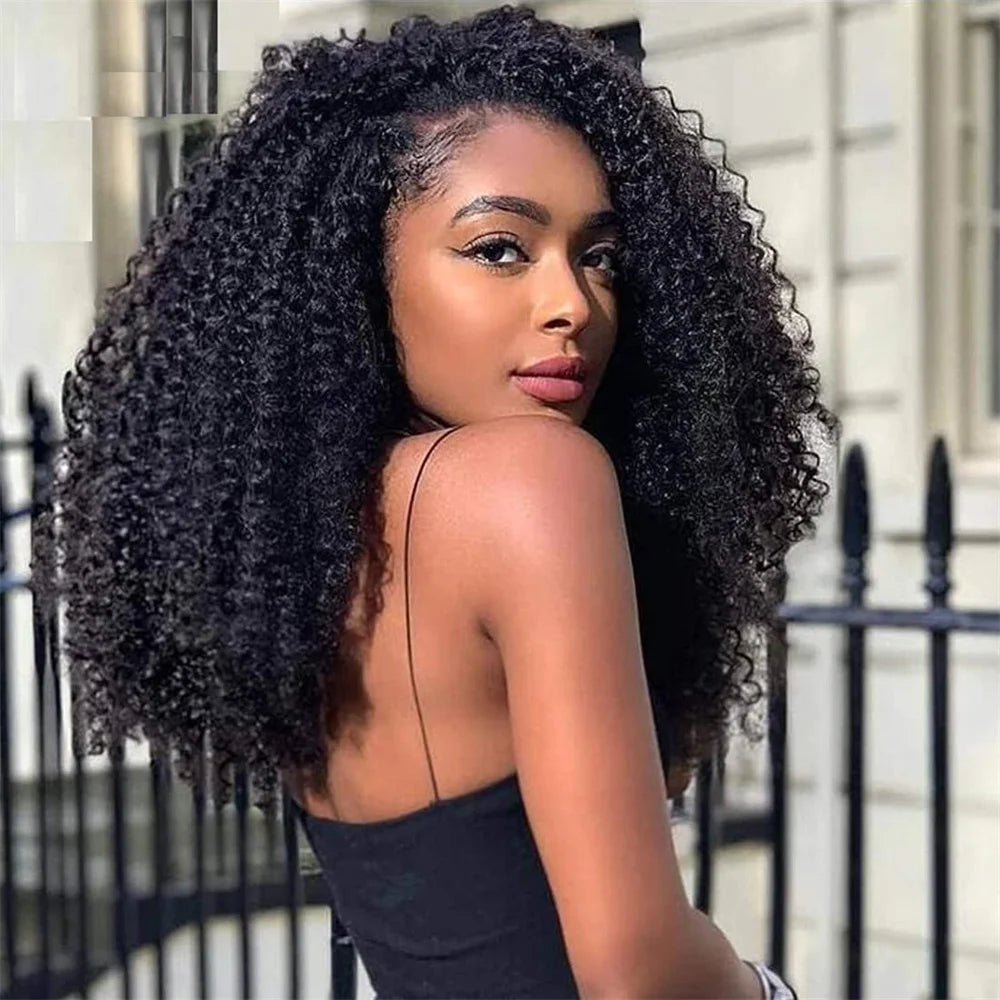 V Part Wig Human Hair No Leave Out Malaysian Afro Kinky Curly Human Hair Full Machine Made Wigs For Women 10-24 inch